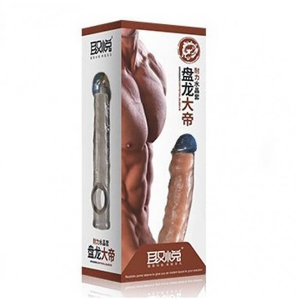PLEASE ME Enlarge & Elongate Durable TPR Crystalline Male Penis Sleeve (L:15.3cm - D:3.7cm)